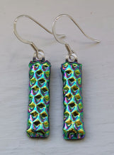 Load image into Gallery viewer, Rainbow dimple dichroic glass silver earrings
