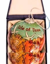 Load image into Gallery viewer, Isle of Tiree glass bauble Highland Cow
