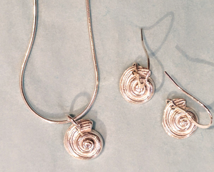 Sea snail shell silver pendant
