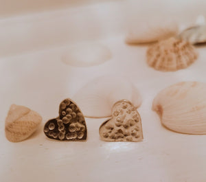 Sterling Silver Hammered Heart Studs