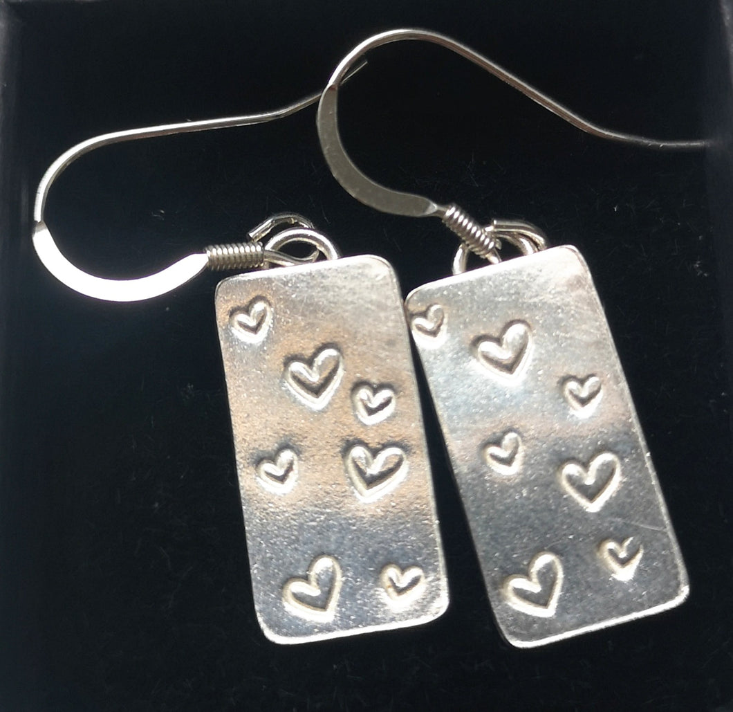 Sterling Silver Heart Hammered Earrings