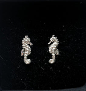 Sterling Silver Seahorse Studs