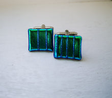 Load image into Gallery viewer, Humbug Dichroic Glass Cufflinks
