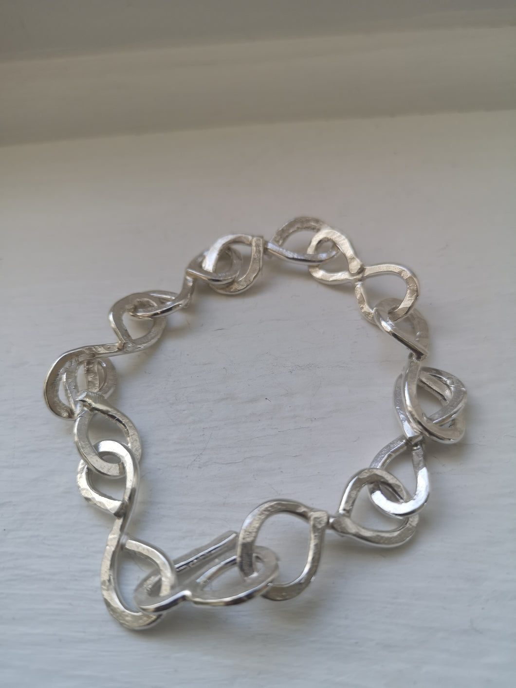 Silver chunky handmade 8 bracelet.