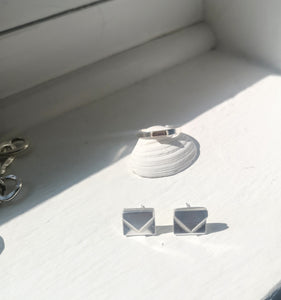 Sterling Silver Envelope Studs