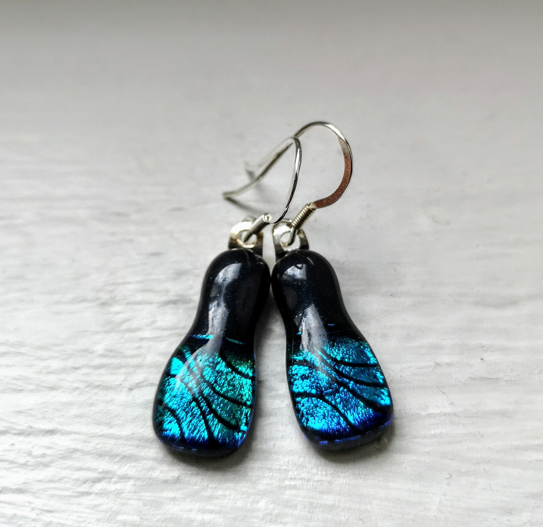 Dichroic glass silver earrings