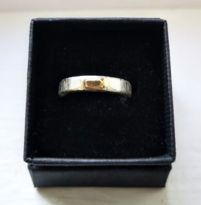 Thick Sterling Silver & 9k Yellow Gold Ring size O or size P